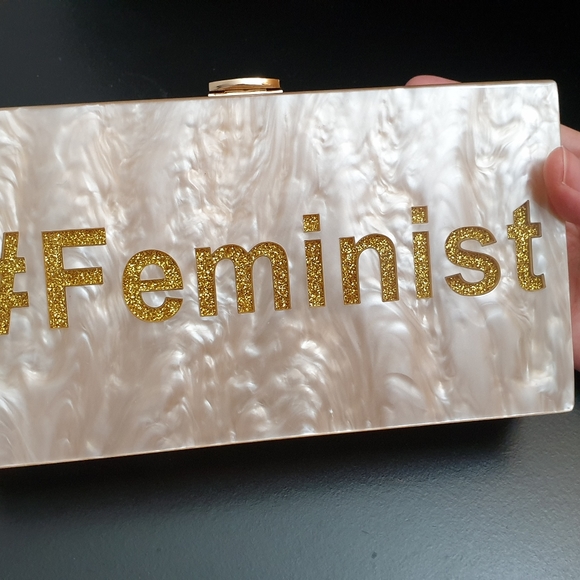 NWOT hard plastic #feminist clutch - Picture 6 of 9